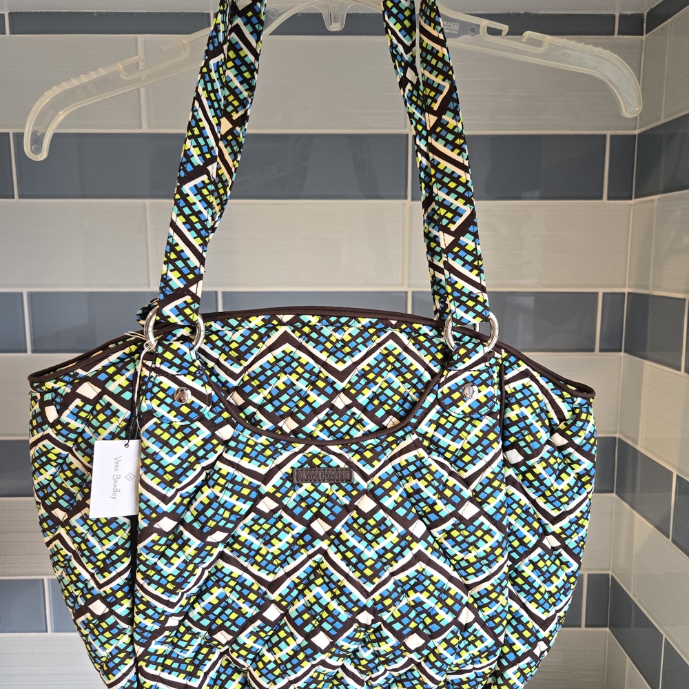 Vera BradleyGlenna.  Vibrant Blue and Green Patterned Shoulder Bag